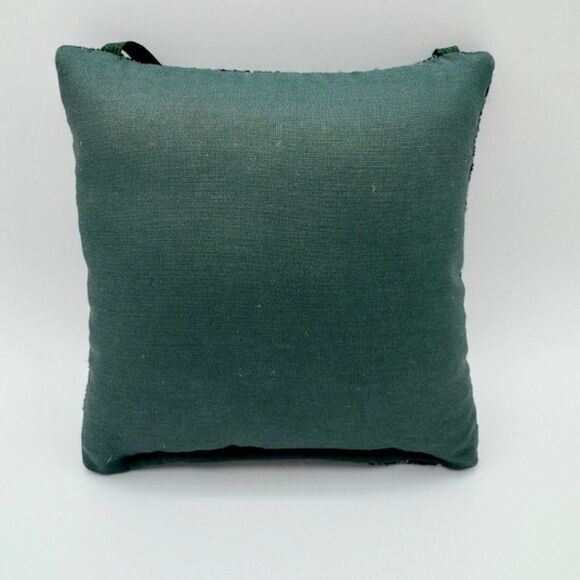 VTG Tapestry Cat Pillow Doorknob Hanging 5X5 Square Kitty Decor Green Christmas - Picture 6 of 6